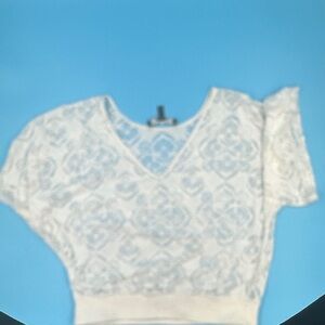 White House Black Market White Lace Crop Top
